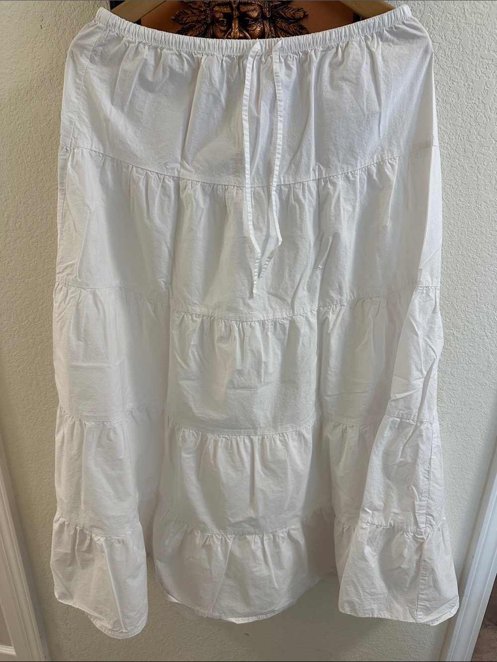 Zara White Tiered Maxi Skirt with Drawstring Waist